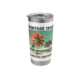 Funny 80th Birthday Decorations - Vintage 1945 80 Years Old Stainless Steel Insulated Tumbler