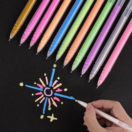 SMOOTHERPRO Coloured Gel Pens | 0.5mm Fine Point Rollerball Pens Set | Pens for Highlight Black Paper Art Drawing Sketching Scrapbook Illustration Bullet Journal (CS005-12) | 12 Pcs