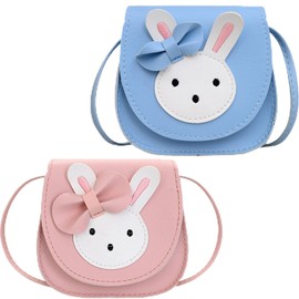 Cute Little Girls Bowknot Cute Rabbit Girl Shoulder Bag PU Leather Kids Shoulder Bag Girls, Cute Rabbit CrossBody Bag, PU Leather Princess Pink + Blue 13 x 5 x 12 cm, black, L