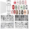 Nail Stamper Plate Kit, 4Pcs Nail Stamping Plates + Dual-end