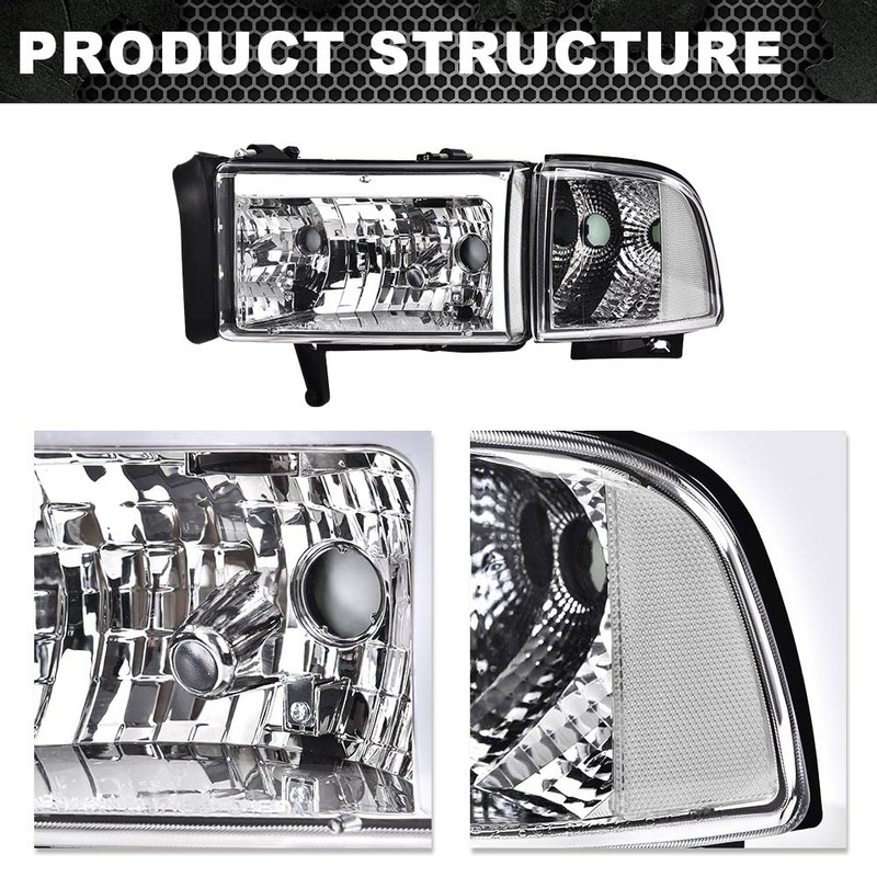 DOTCOM LED Headlights, Compatible with 1994-2001 Dodge Ram 1500/1994-2002 Ram