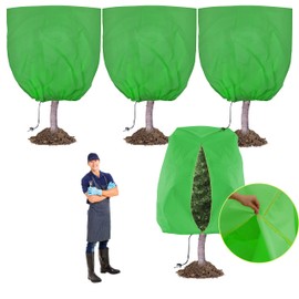 TCBWFY 95x80 Inch Huge Plant Covers Freeze Protection Frost Cloth for Outdoor Plants,2.82oz/yd² Thickened Winter Tree Covers with Zipper Drawstring,4 Pack Frost Blanket from Wind,Pest and Animal
