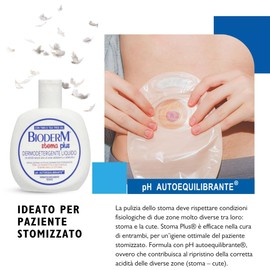 Bioderm Stoma Plus® Detergente Cura e Igiene della Stomia e Cute Peristomale - Pulizia Area Peristomale del Paziente Stomizzato - Svolge Azione Antibatterica, Lenitiva e Dermoprotettiva