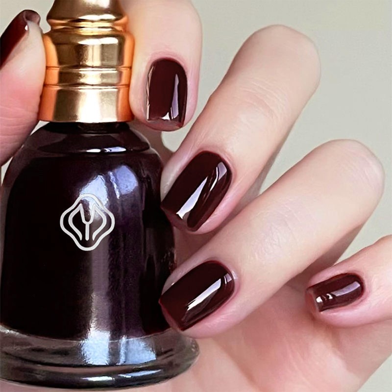 COSMOO 15ml Dark Red Quick Dry Nail Polish, Brown Red
