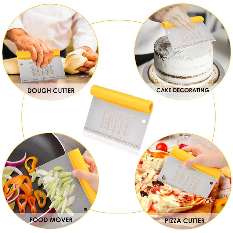 Liberty stainless steel dough cutter, two-in-one scraper with scale cutter,
