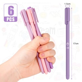 OFFCUP Rollerball Pens, 6pcs Liquid Ink Rollerball Pen, Ballpoint Pens Gel Pens Quick-Drying Ballpoint Pens Gel Ink Pens for Students Adults Stationery School Office Supplies (Purple)