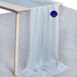 MDS - Juego de 2 caminos de mesa de gasa de 15 pies de 29 x 170 pulgadas, camino de mesa rústico romántico para decoración de bodas, fiestas de cumpleaños, despedida de soltera, decoración de arco