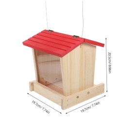 ORFOFE Hanging Wooden Bird Feeder House Rustic Farmhouse Style Wild Bird Feeder for Garden Patio Courtyard Backyard Rainproof Design Multiple Perches for Interactive Feeding