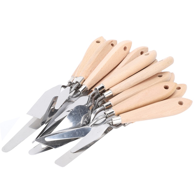 18Pcs Artist Palette Knife Oil Painting Gouache Scraper Wooden Handle