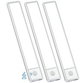 YLXS 30-LED Motion Sensor Under Cabinet Light, 8-inch Magnetic Rechargeable Under Counter Closet Lights, Wireless Night Light Bar, 3-Pack, Cool White