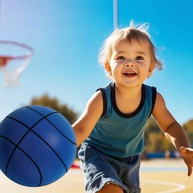 Silent Basketball, Indoor Training Foam Basketball, Low Noise Basketball For Various Indoor Activities, Interactive Game Props, Interesting Gifts:_Blue_8.27inch