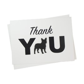 French Bulldog Dog Thank You Greeting Notecards Pack of 10 Handmade 5x7 card black frenchie silhouette with envelopes blank inside