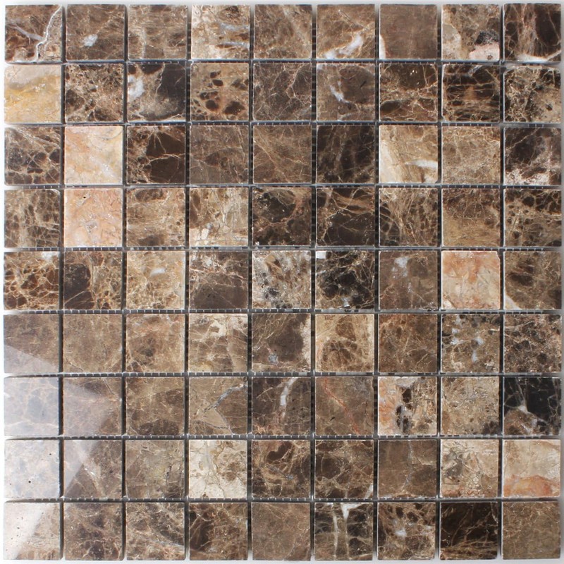 Pattern of Mosaic Tiles Marble Emprador Brown