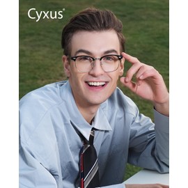 Cyxus 2 Pack Blue Light Glasses for Woman Men Stylish Computer Glasses Reduce Eye Strain UV Protection for Screen（402B019 Black+Tortoiseshell）