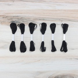 Paquete de hilo de bordar, 6 madejas, 8.7 yardas cada una, hilo de bordado negro para costura, pulseras de bricolaje, manualidades, tejer