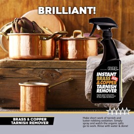 Flitz Instant Brass and Copper Tarnish Remover - 16oz Bottle of USA-Made Organic Rust Remover Spray (No-Rub) - Removes Stains & Oxidation from Glass & Aluminum - Brass Cleaners That Work (1 Pack)