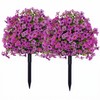 2 Pcs Violet Artificial Flowers for Outdoor, Purple Decorative Faux