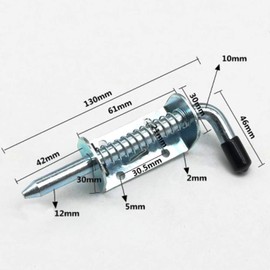 KAIISSA Spring Latch Door Bolt Bolt Galvanised Steel with Suspension Gate Bolt Slider Doors Gate Bolt Diameter 10 x 125 mm for Trailer Gates etc. Tailgate Lock Sillable