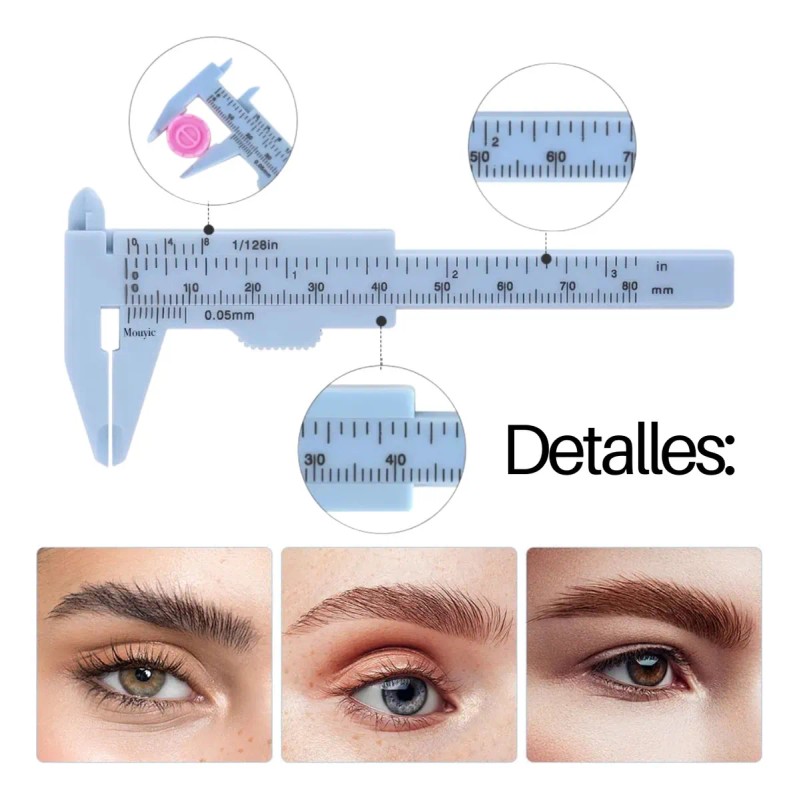 Kit Regla Vernier Hilo Entintado Cejas Plantillas Cepillo F