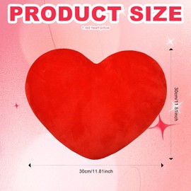 Fadcaer Pink Heart Decorative Pillow, Soft Heart Plush Cushion, Cute Heart Shaped Cushion for Sofa Bed Dining Gifts for Girls Valentine's Day Gift (Red)