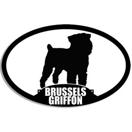 Oval Brussels Griffon Silhouette Sticker (Dog Breed)