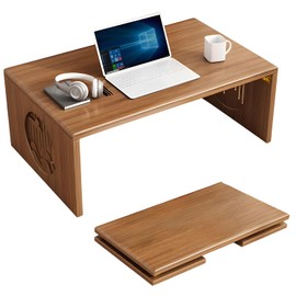 Folding Floor Coffee Table, Japanes Bamboo Foldable Coffee Tables, Portable Living Room Low Table, Versatile Tatami Meditation Tea Table for Dining Room, Wooden Desk for Home, Office (80X37CM)