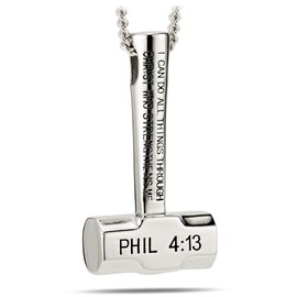 Shields of Strength Women's Stainless Steel Sledgehammer Pendant Necklace-Phil 4:13