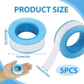 YYCLIPY 5 Packs PTFE Tape White Plumbers Tape Pipe Slealant Tape Waterproof Thread Tape for Kitchen Bathroom Garden Leaking Pipe Sealing in Pipe Threads Leaks 14mm x 12m