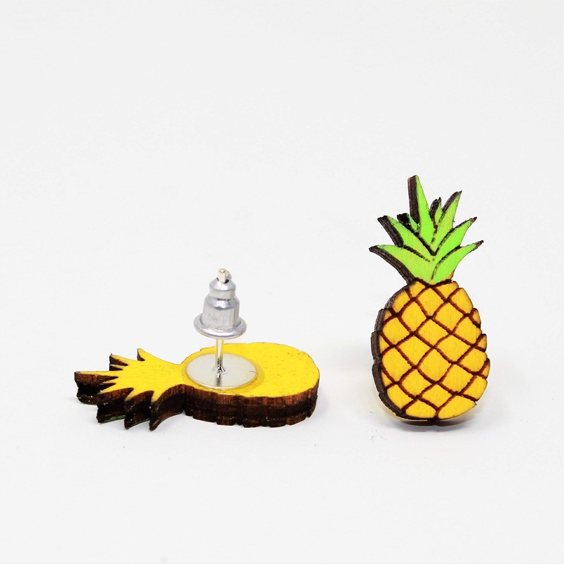 Cute Pineapple Stud Earrings | Tiny Fruit Handmade Post Earrings