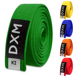 DXM SPORTS BJJ Jiu Jitsu Belt - Taekwondo Karate Belt - Martial Arts Uniform Ranking Judo Belt Double Stitched for Kids Adult (Green, 240cm)