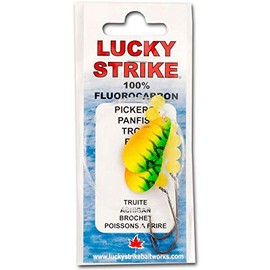 Lucky Strike Bait Works Fluorocarbon Rigs for Pickerel, Panfish, Trout, and Bass - #2 Hook, Pack of 2 Rigs, Designed in Canada (Glow)
