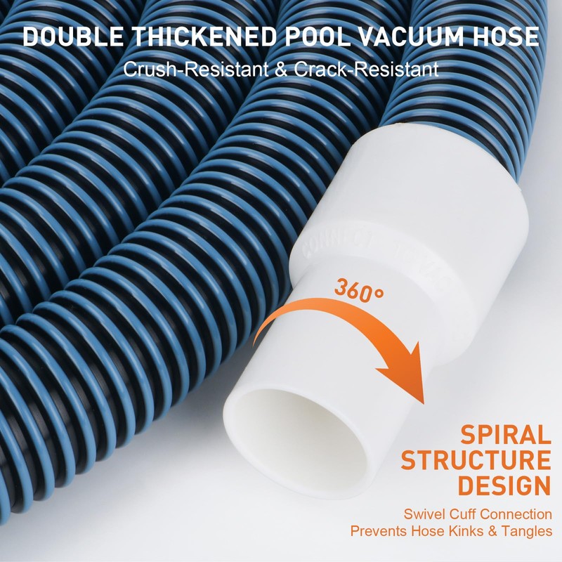 OSMOFUZE Pool Vacuum Hose, Heavy Duty Manual Swimming Pool Cleaner