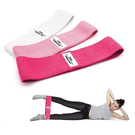UNISEX Fabric Resistance Bands - 3 Set Non Slip Workout Exercise Bands - Ideal for Butt Booty Glutes Legs Hips Groin Squats Strength Training Rehab (Pink)