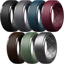 Egnaro Men's Silicone Rings 10mm Wide 2.5mm Thick Rubber Wedding Bands, Multipack 1/4/7 Breathable Comfort Fit For Workout