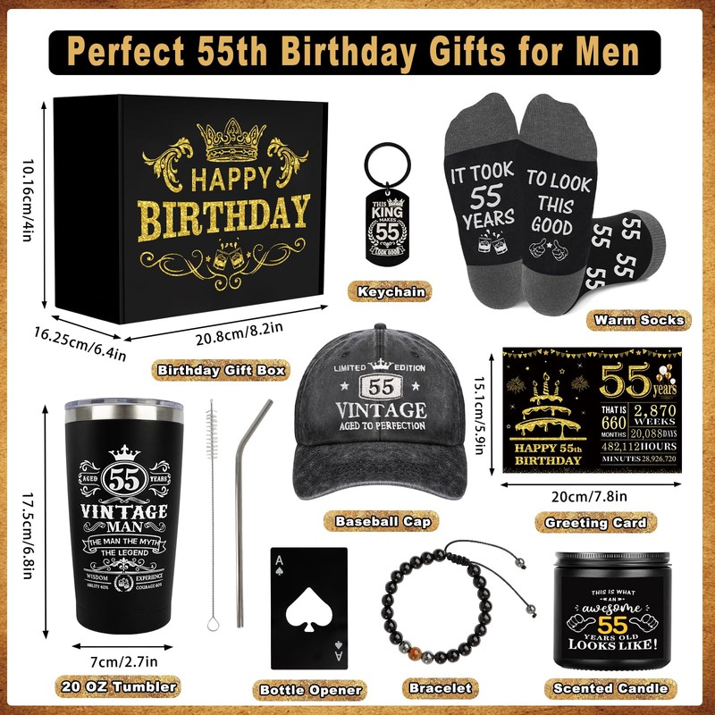 55th Birthday Gifts for Men Tumbler Set, Unique Gift for