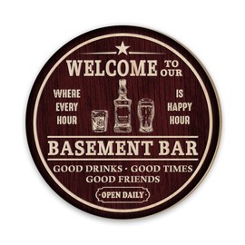 MUCHNEE Basement Bar Wood Sign for Wall Hanging Decor, Home Bar Signs, Bar Decor, Bar Decorations for Home, Vintage Wall Tasting Room Bar Accessories Decorations Gifts for New Home Housewarming Birthday
