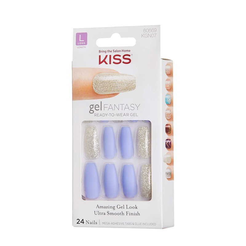 Kiss Nails GEL FANTASY- Medium Design Nails w/Adhesive Tabs &