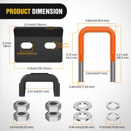 Nilight Trailer Hitch Tightener for 2 Inch Trailers Hitches Mount Anti Rattle Heavy Duty Steel with Rubber Cover Orange U Bolt Matte Black Plate Electrophoresis Anti-Rust Triple Protective