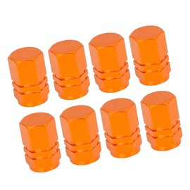 REPAIROCK 8pcs Orange Tire Stem Valve Caps Wheel Valve Covers Car Dustproof Hexagon Shape Aluminium Alloy Tire Cap Auto Replacement Parts