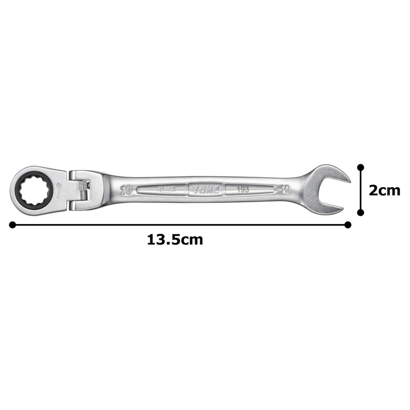 TONE HPRMF-10 Oscillating Ratchet Offset Wrench, Double Side Width 0.39