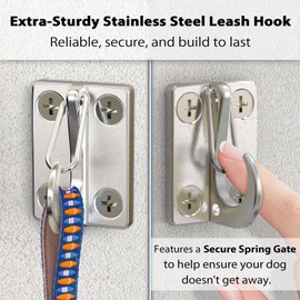 X-TECOKIT-Wall Hook for Dog Leashes 2-Pack,Heavy Duty Stainless Steel Dog Chain Parking Hook for Tie Out in Yard,No Runaway System,Easy to Install,Use Indoor-Outdoor