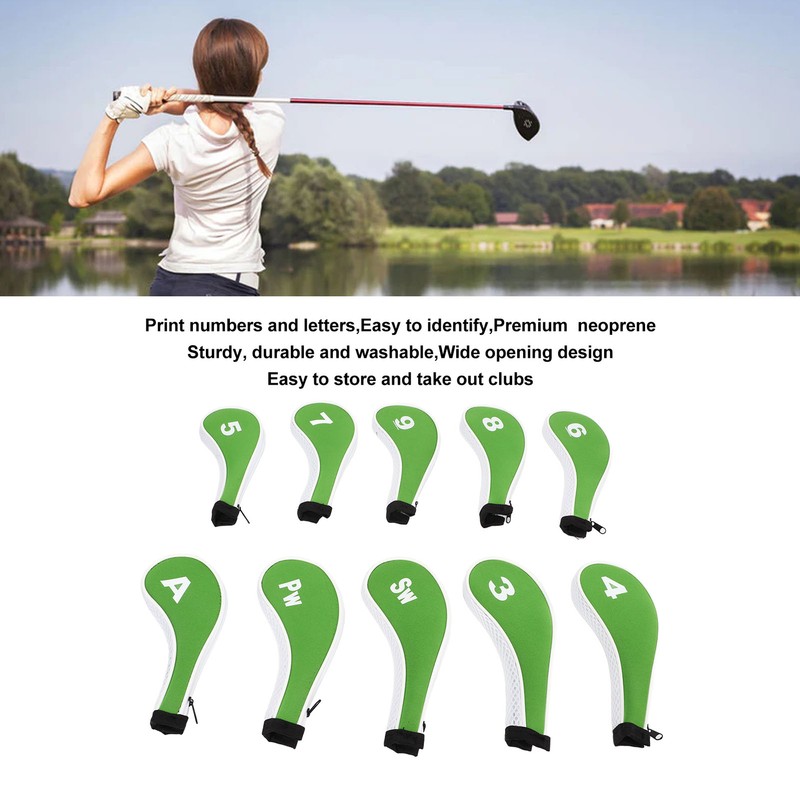 10 Pcs Golf Iron Head Cover Set with Zipper Golf