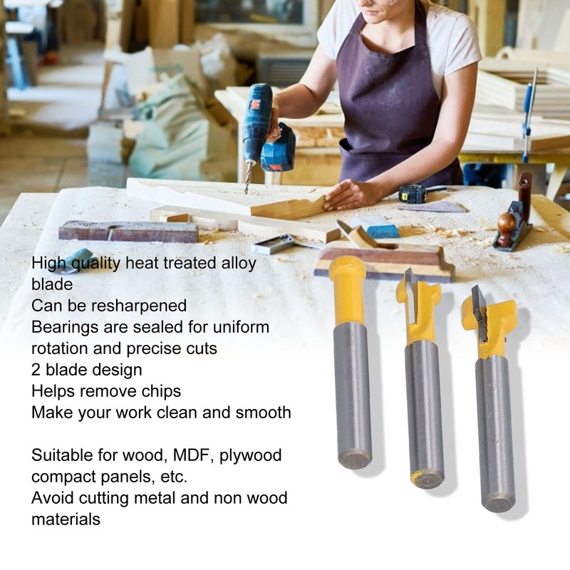 3Pcs Keyhole Router Bits Set 1/4in Shank T Slot Routers