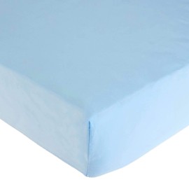 American Baby Company 100% Natural Cotton Percale Fitted Day Care Mat Sheet, Blue, 24 x 48 x 4, Soft Breathable, for Boys and Girls