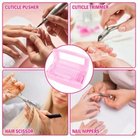 Sangpum Sangse Seolmyeong Chamjo 욜샤이 네일 도구 청소 상자 핑크 플라스틱 용기 핀셋 에스테틱 헤어 살롱 스파 커터 매니큐어 장비 - 아트 [White] Yolshai Nail Tool Cleaning Box Pink Plastic Container Tweezers Aesthetic Hair Salon Spa Cutter Manicure Equipment - Art [White]