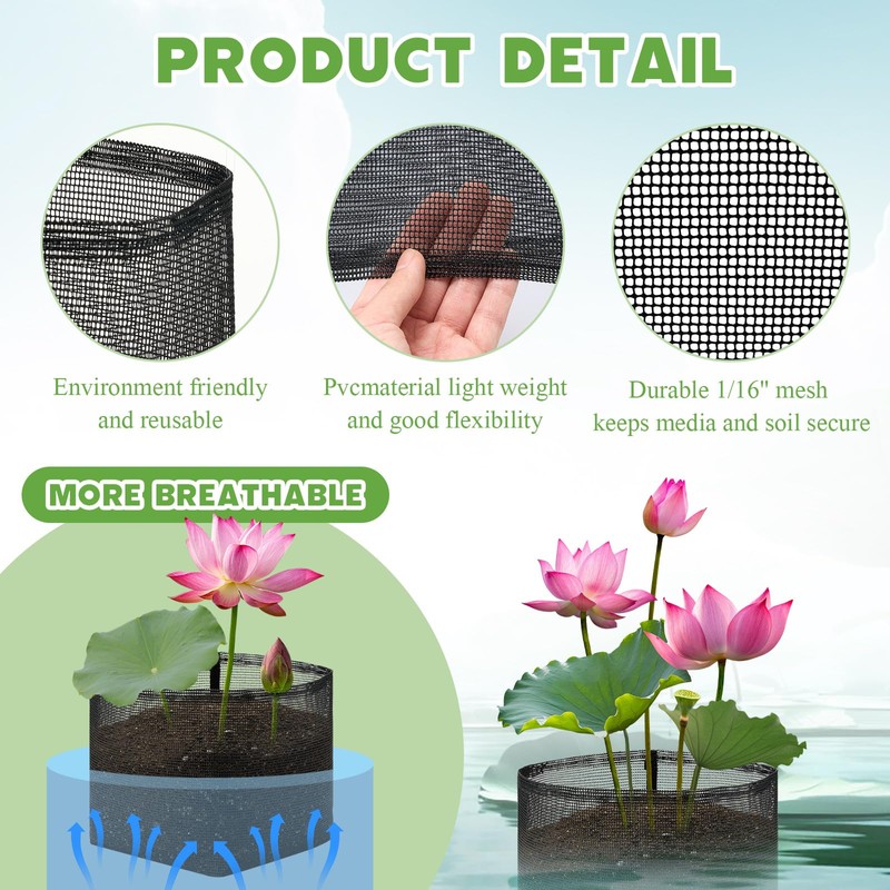 Beeveer 8 Pcs Pond Plant Baskets, Square Reusable Aquatic Planting