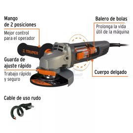 Truper ESMA-4580N Angle grinder 4-1/2" 850 W, industrial