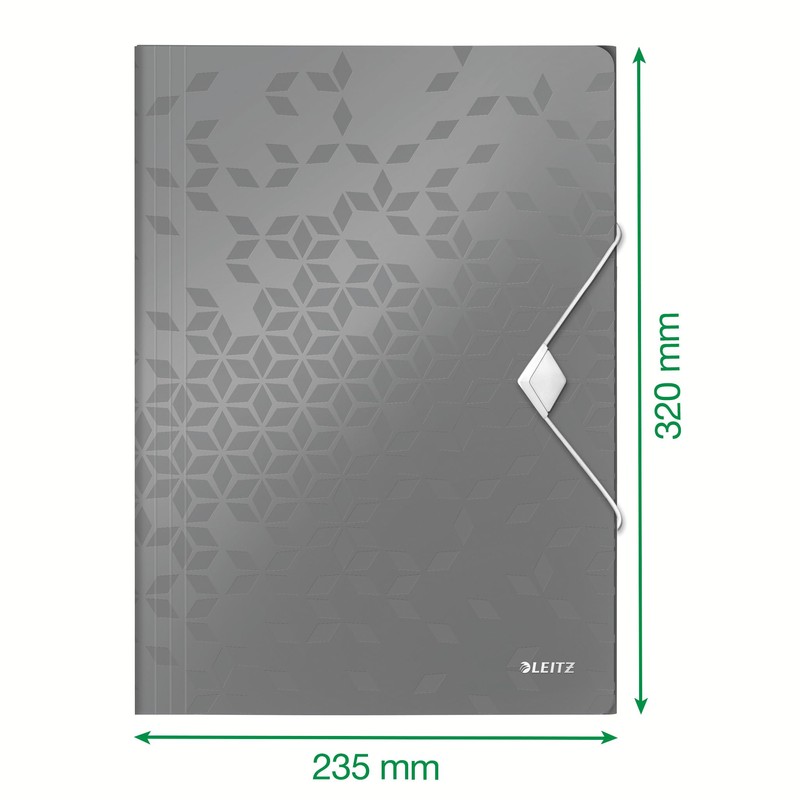 Leitz WOW Eckspannermappe aus Kunststoff, A4, Gummizugverschluss, Schwarz, WOW, 45990095