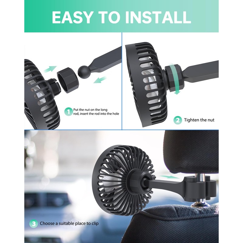 TriPole Car Cooling Fan - Powerful 3 Speed USB Air
