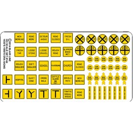 HO Scale Highway Signs -- Vintage Caution 1930s-1950s (Black, Yellow)